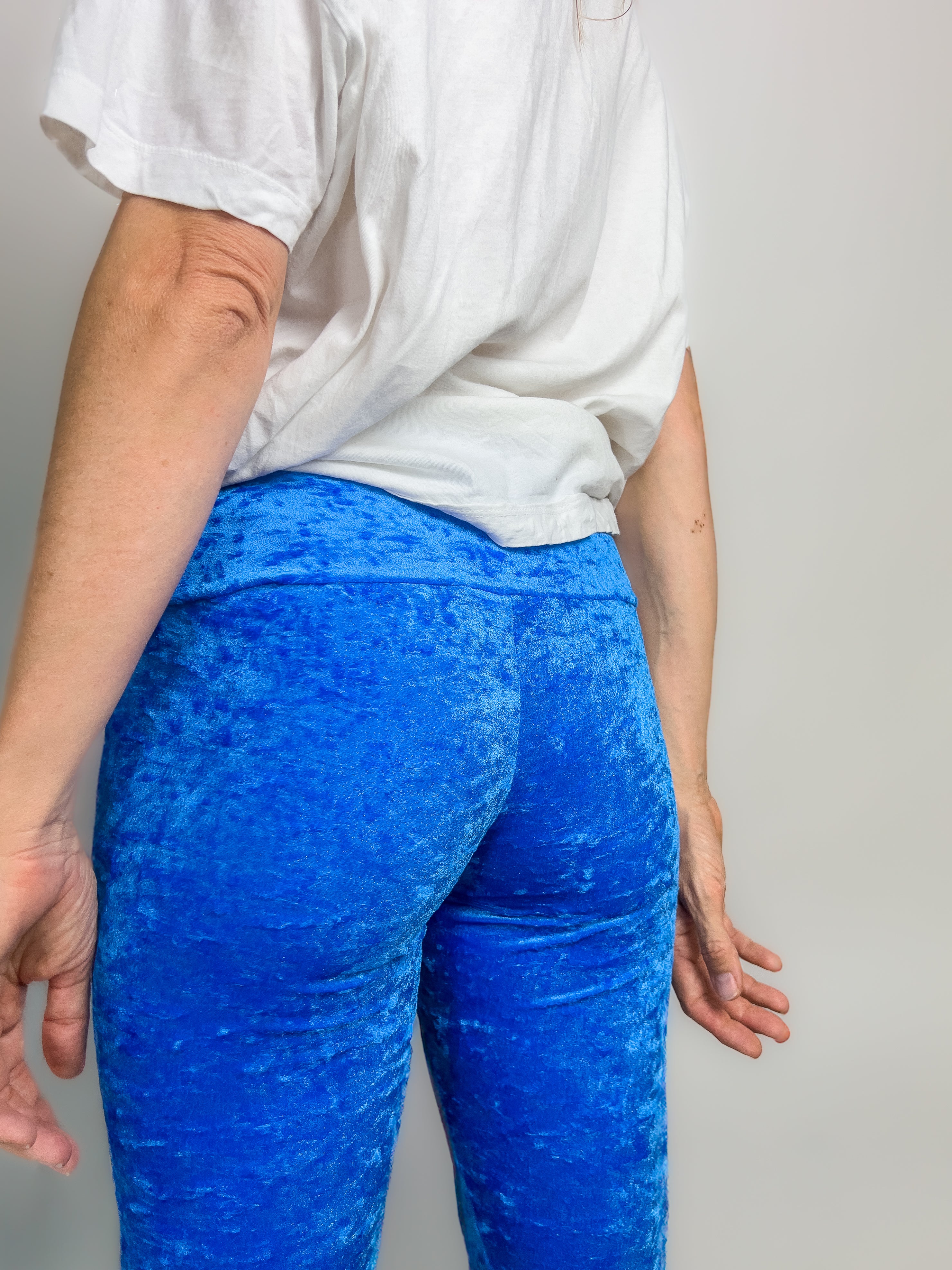 legging velours bleu éléctrique taille haute